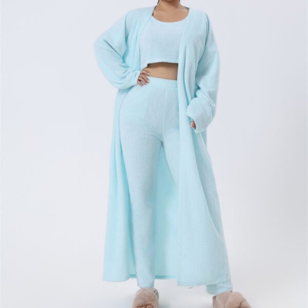Women's 3-Piece Pajama Set – Cozy Winter Lounge Set, Cute Matching Loungewear, Warm Fleece Pants & Top