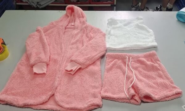 Women's 3-Piece Pajama Set – Long Sleeve Crop Top & Drawstring Shorts - Image 4