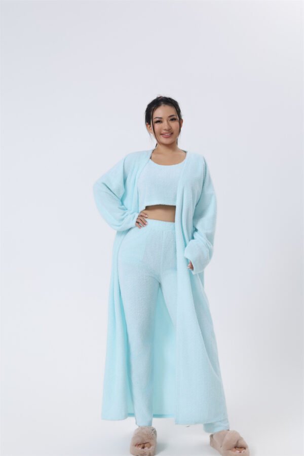 Women's 3-Piece Pajama Set – Cozy Winter Lounge Set, Cute Matching Loungewear, Warm Fleece Pants & Top - Image 9